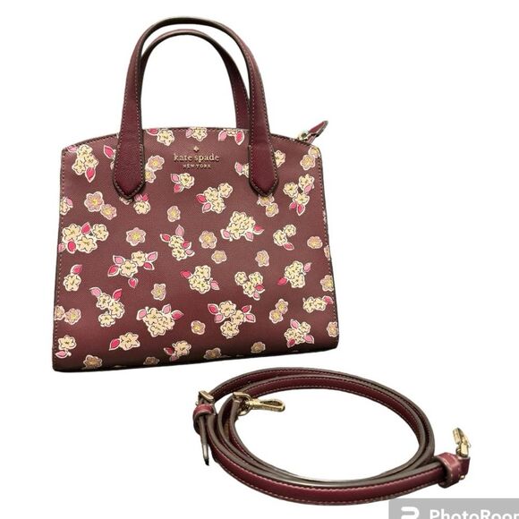 kate spade Handbags - Kate Spade Deep Berry “Frosted Floral” Satchel/Crossbody - NWOT